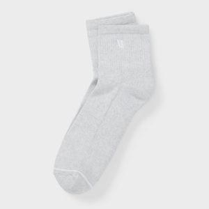 Quarter Crew V1 Sock 2.0 White Heather Grey Crew Socks