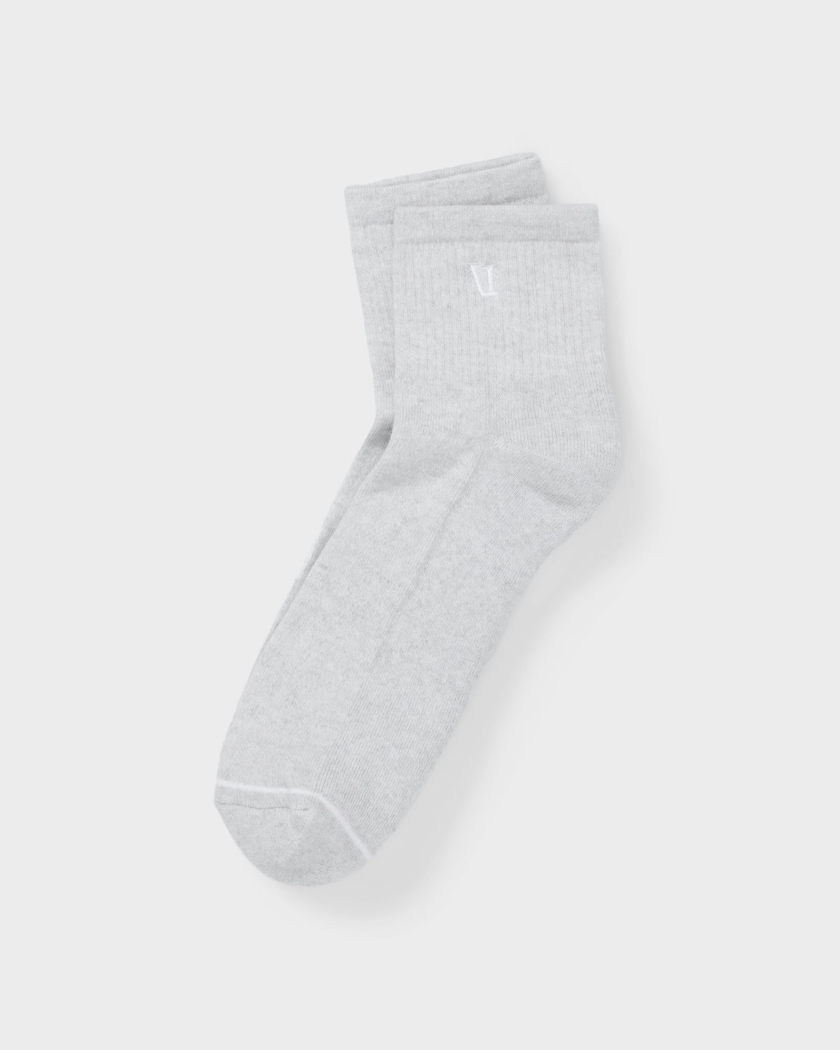 Quarter Crew V1 Sock 2.0 White Heather Grey Crew Socks