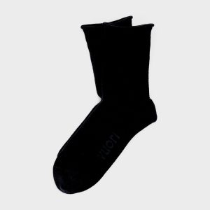 Quarter Crew Pointelle Sock Stylish Black Socks