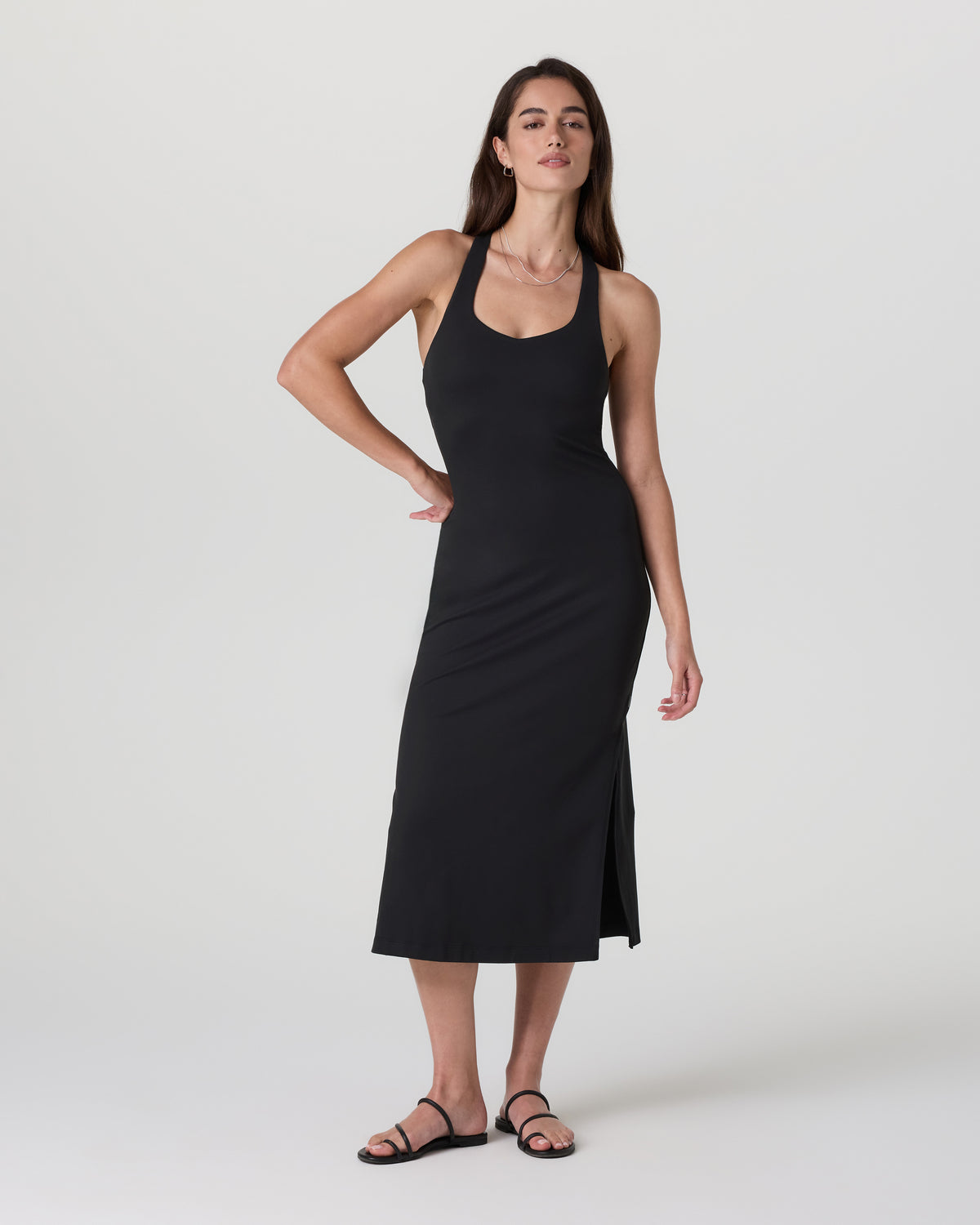 Halo Racerback Dress Solid Black