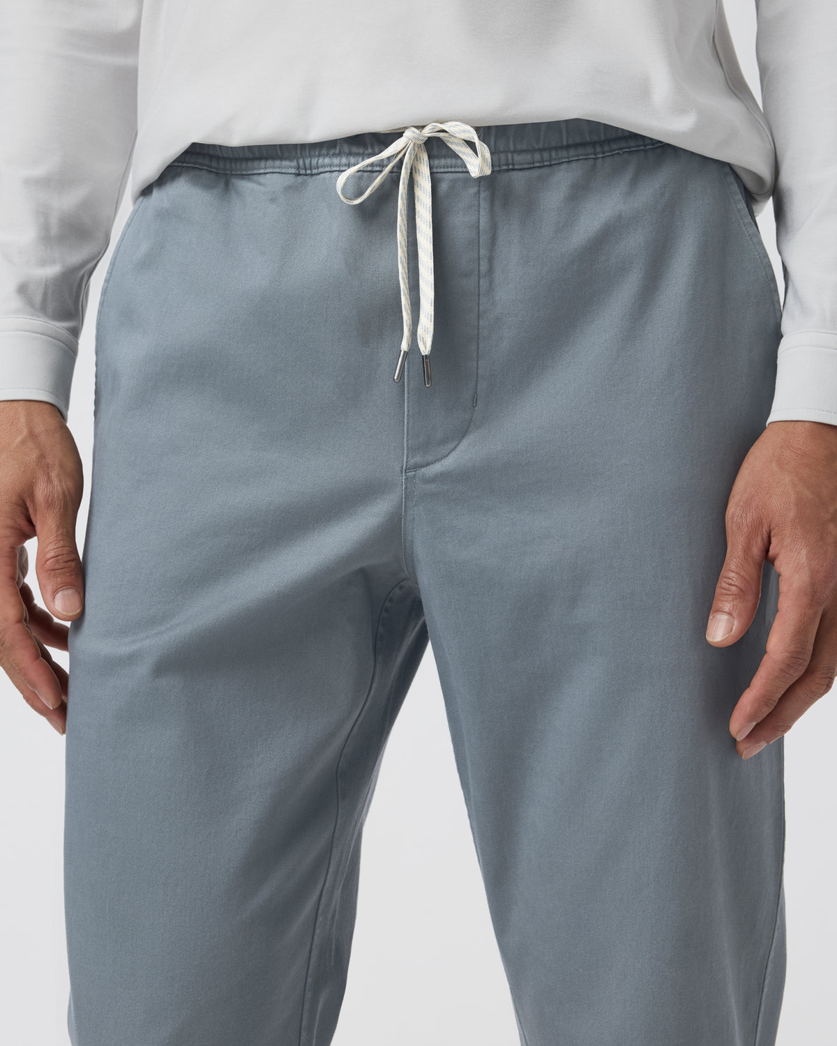 Fletcher Elastic Waist Pant Athletic Slim Fit 30" Dusty Blue - Image 4