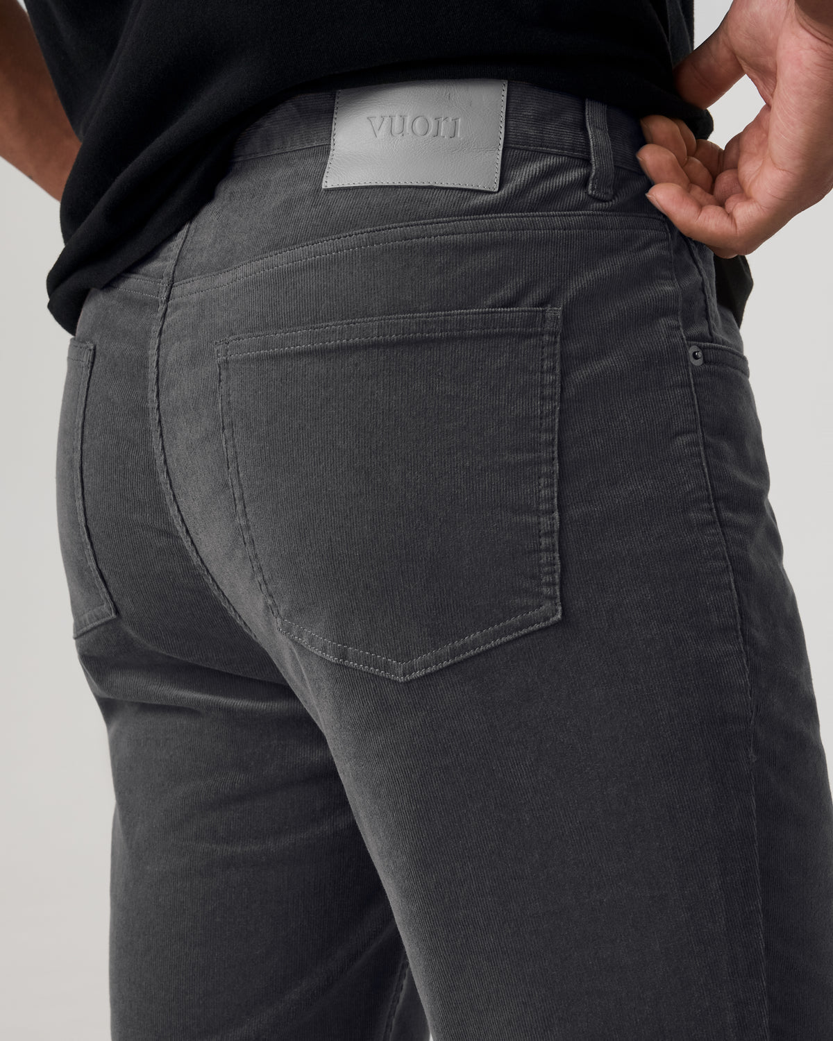 Optimist 5 Pocket Cord Pant Athletic Slim Fit Charcoal - Image 2