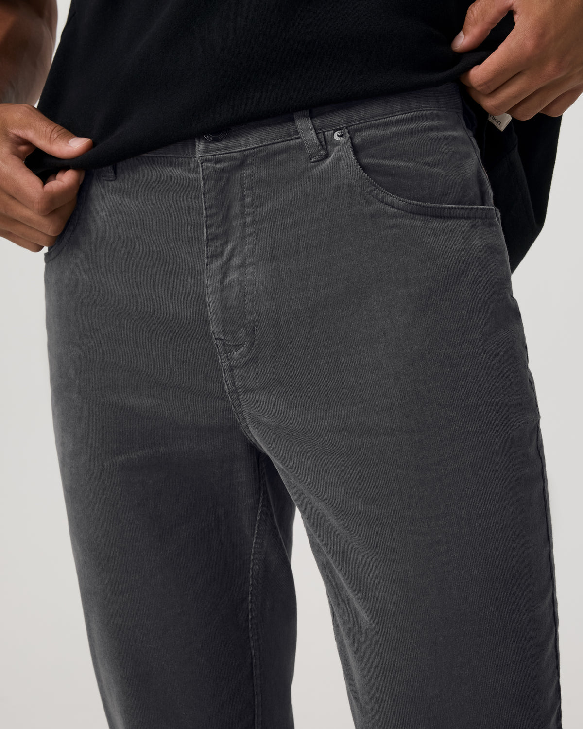 Optimist 5 Pocket Cord Pant Athletic Slim Fit Charcoal - Image 5