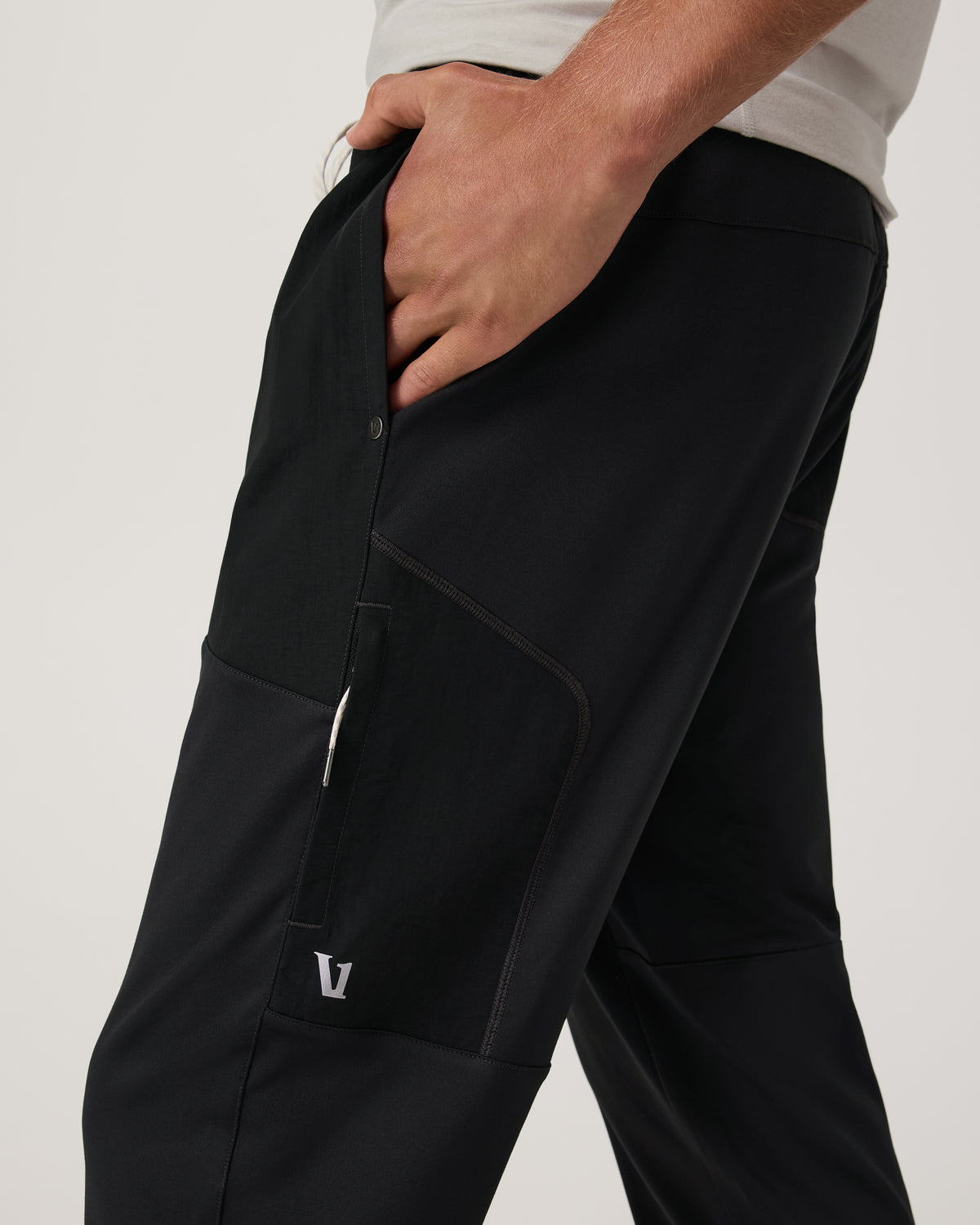 Sunday Mixed Media Jogger 28" Men's Black Joggers - Image 2