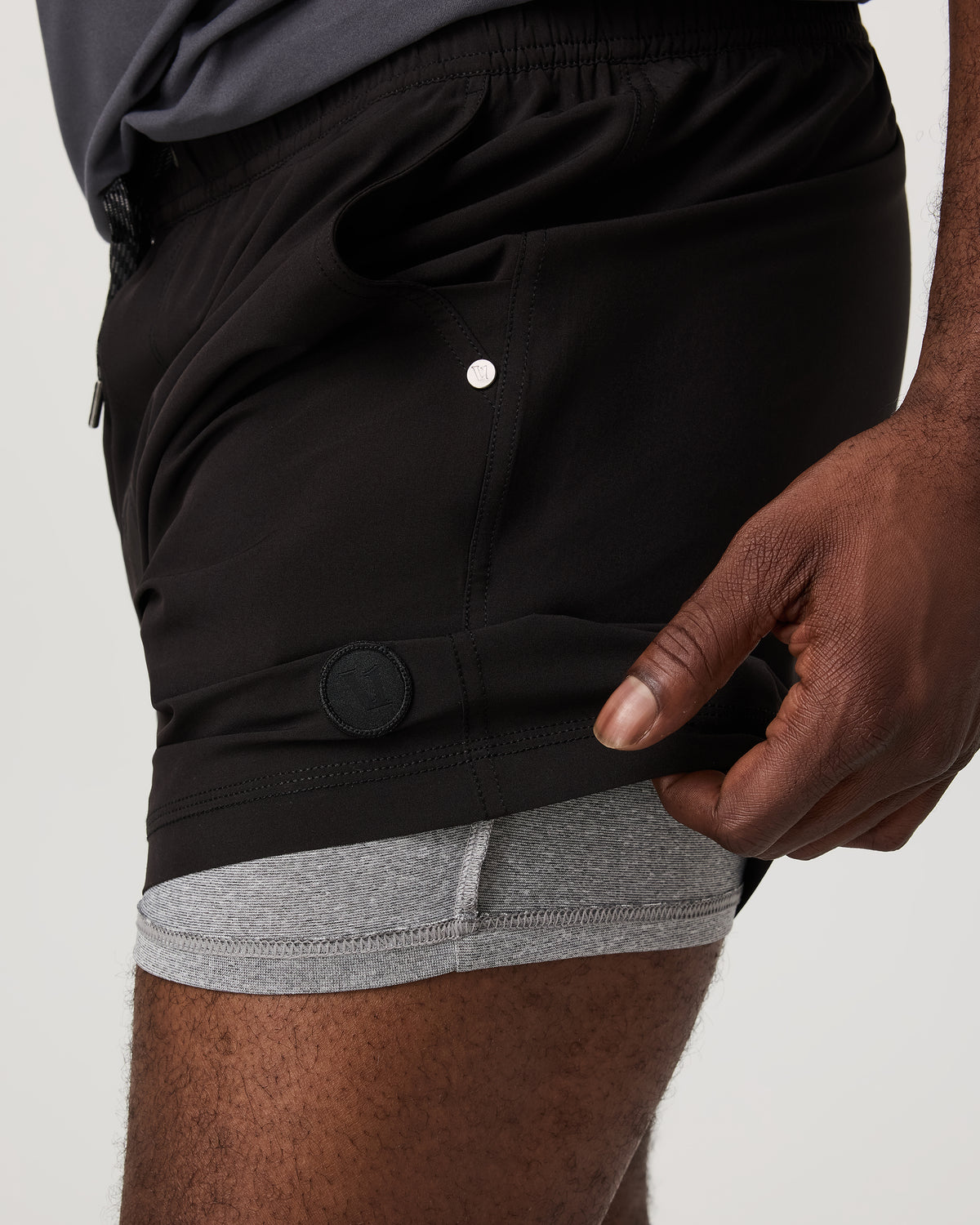 Kore Short Lined 5" Black Tonal Athletic Shorts - Image 2