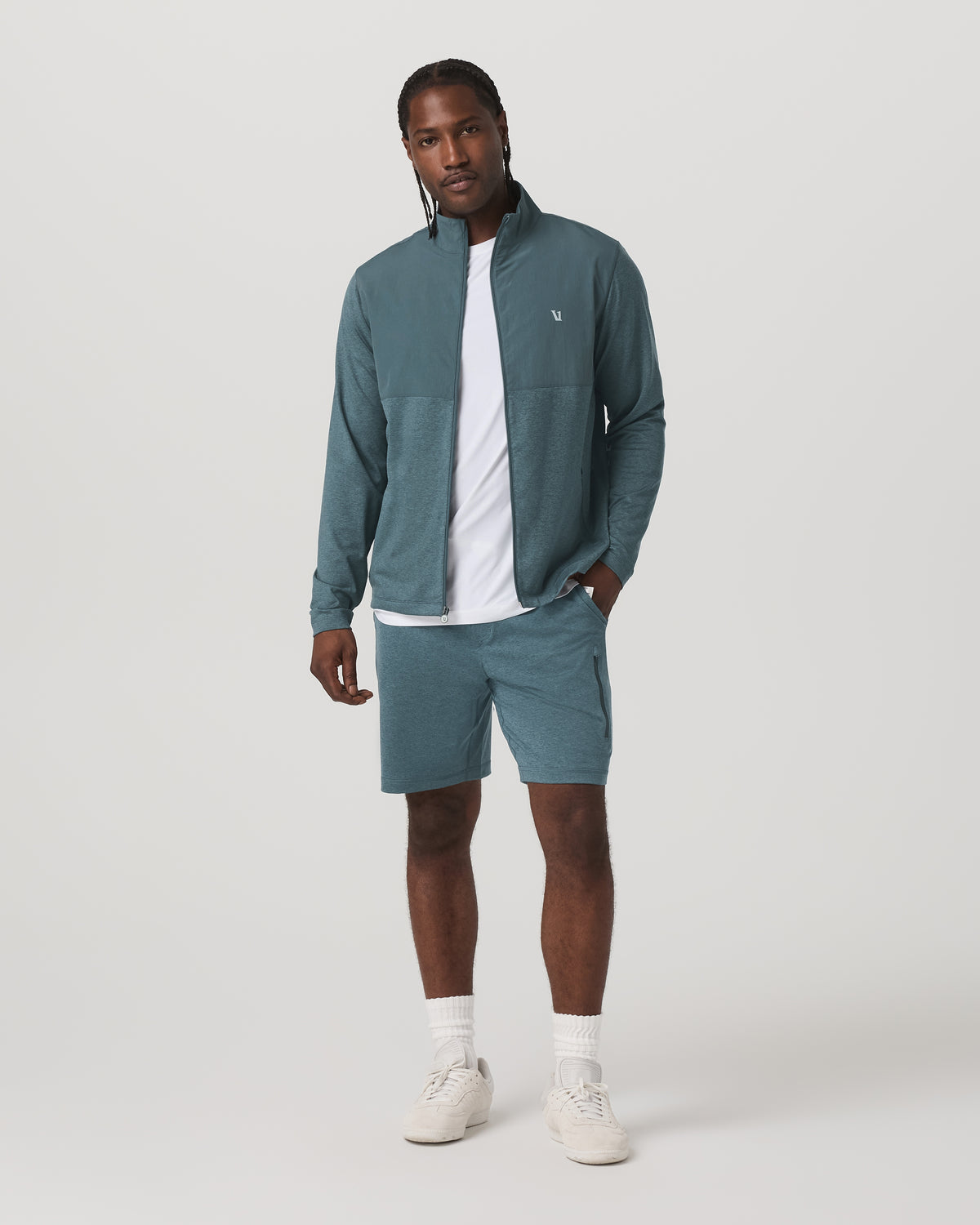 Men's Sunday Performance Short 8" Blue Sea Heather - Image 3