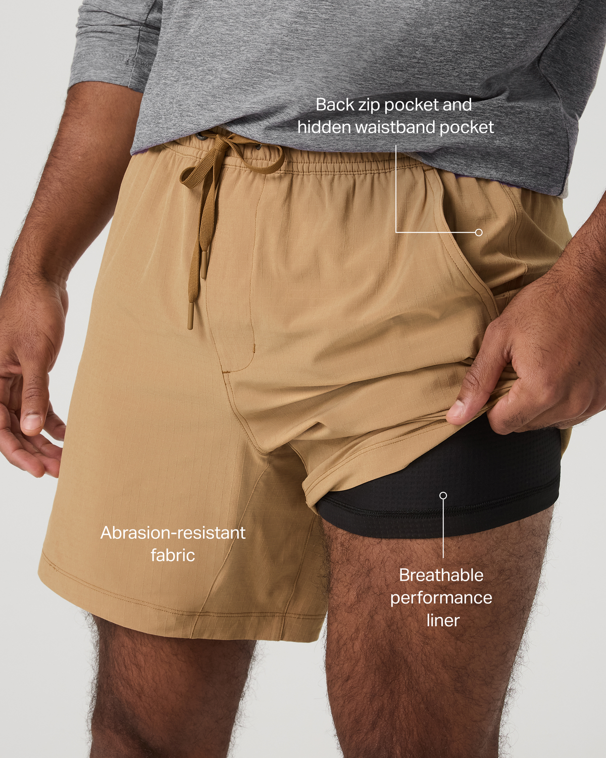 HardKore Short Lined 7" Men's Burlap Performance Shorts - Image 2