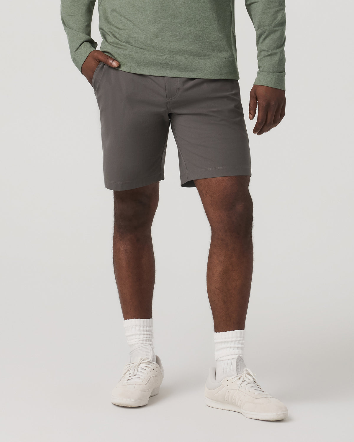 Meta Short 8" Men's Warm Grey Classic Chino Shorts - Image 5