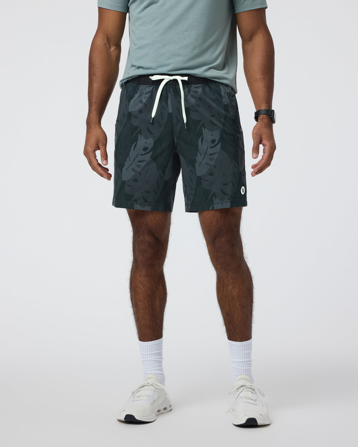 Kore Short Lined 7" Men's Black Leaves Athletic Shorts