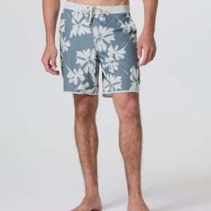 Cruise Boardshort Dusty Blue Plumeria