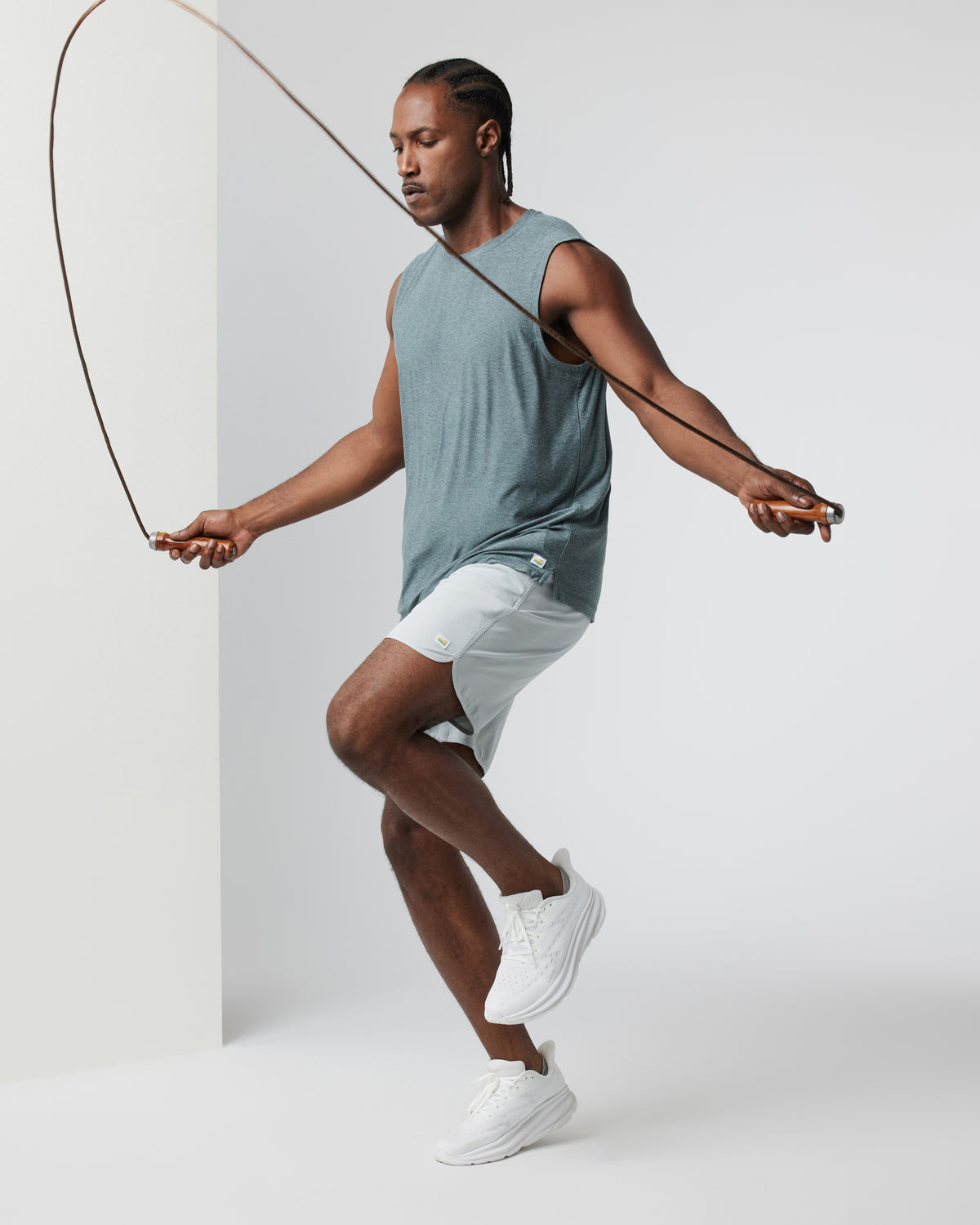 Banks Short Sky Grey Linen Texture Active Shorts