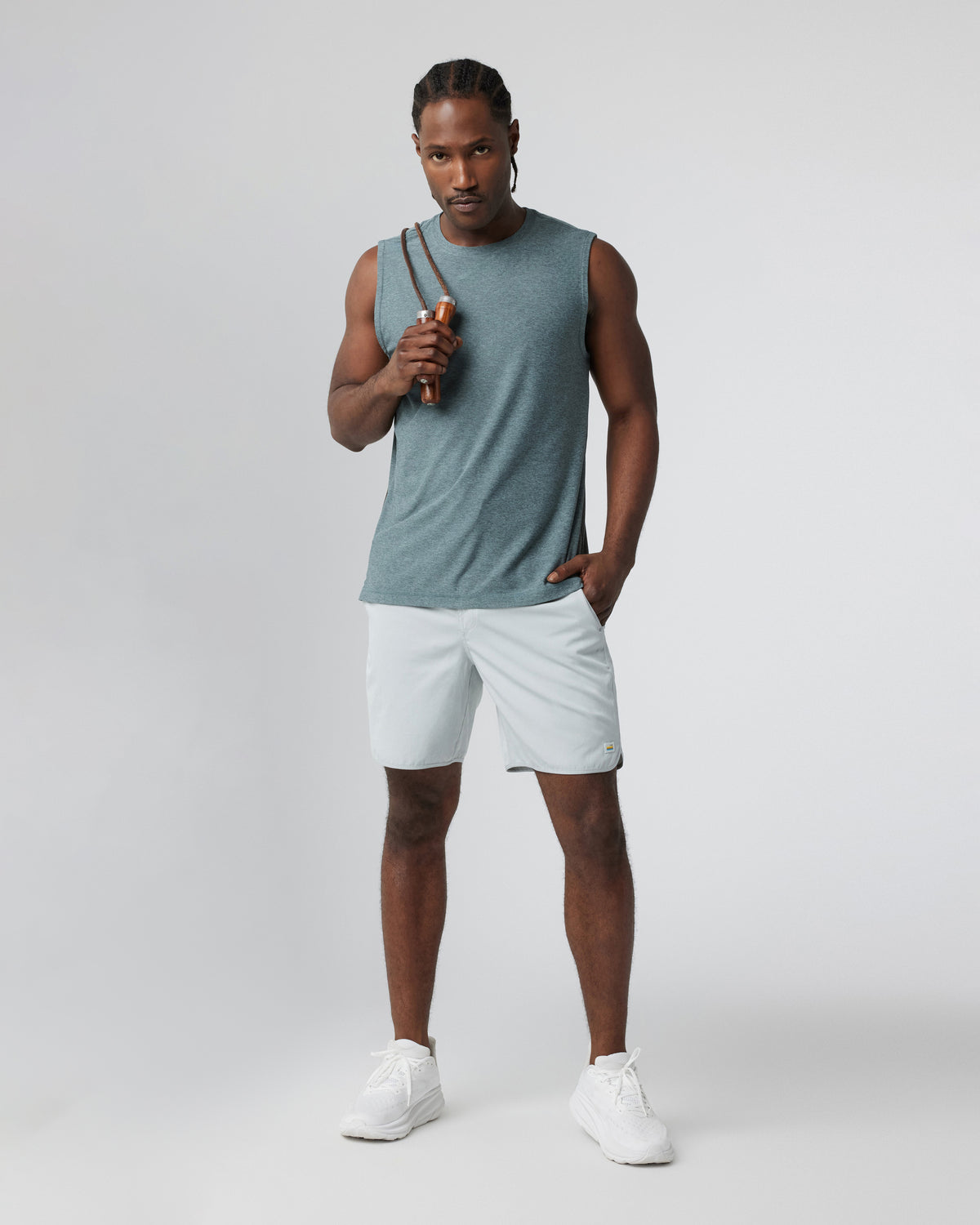 Banks Short Sky Grey Linen Texture Active Shorts - Image 4