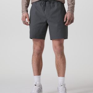 Cascade Crinkle Elastic Waist Short Classic Fit 8" Charcoal