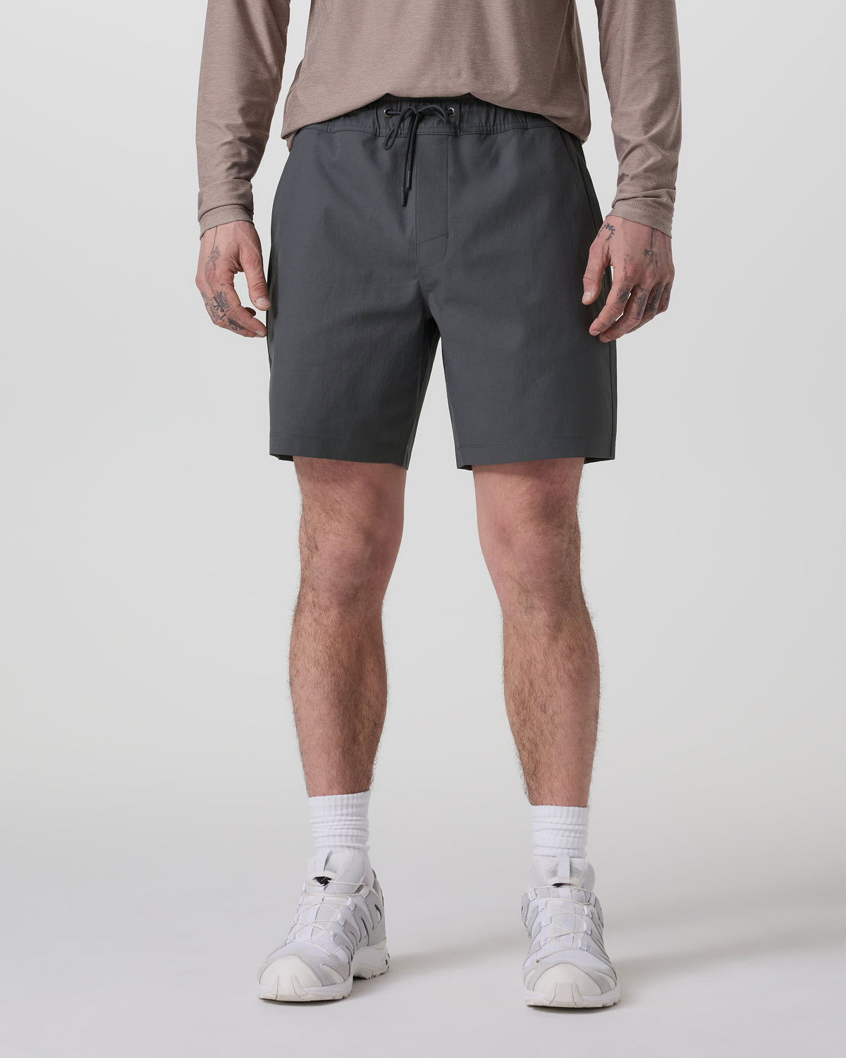 Cascade Crinkle Elastic Waist Short Classic Fit 8" Charcoal
