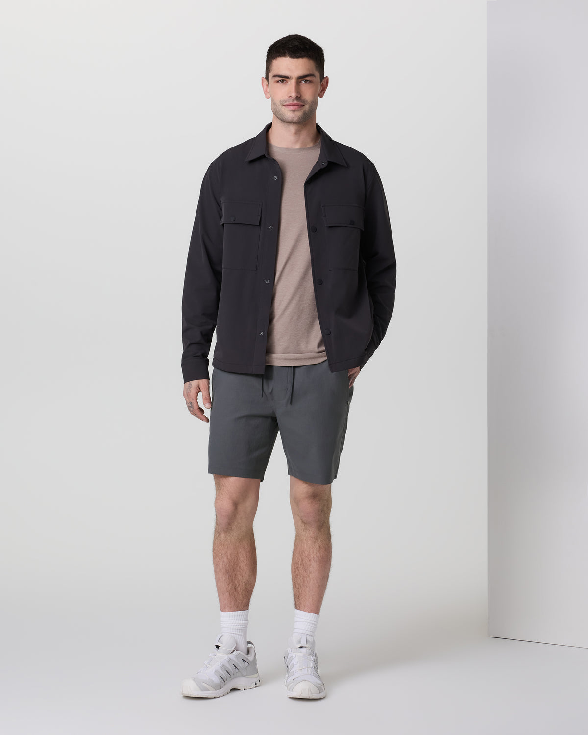 Cascade Crinkle Elastic Waist Short Classic Fit 8" Charcoal - Image 5
