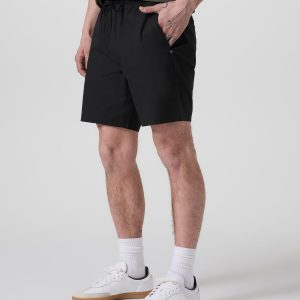 Cascade Crinkle Elastic Waist Short Classic Fit 8" Black
