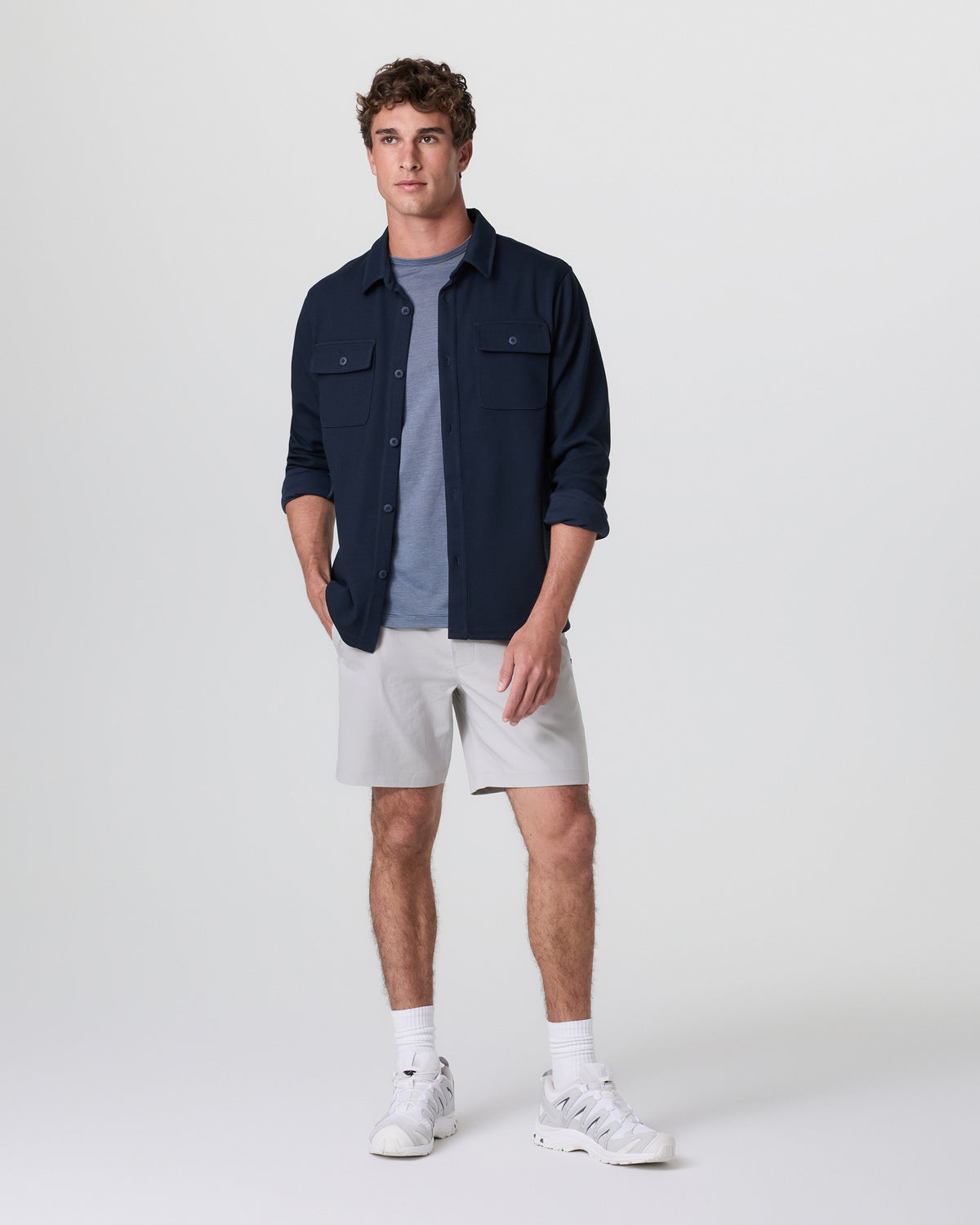 Cascade Crinkle Elastic Waist Short Classic Fit 8" Fog - Image 4