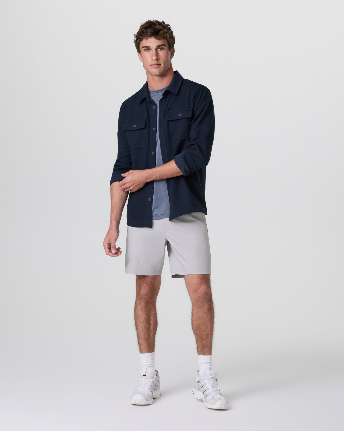 Cascade Crinkle Elastic Waist Short Classic Fit 8" Fog - Image 5