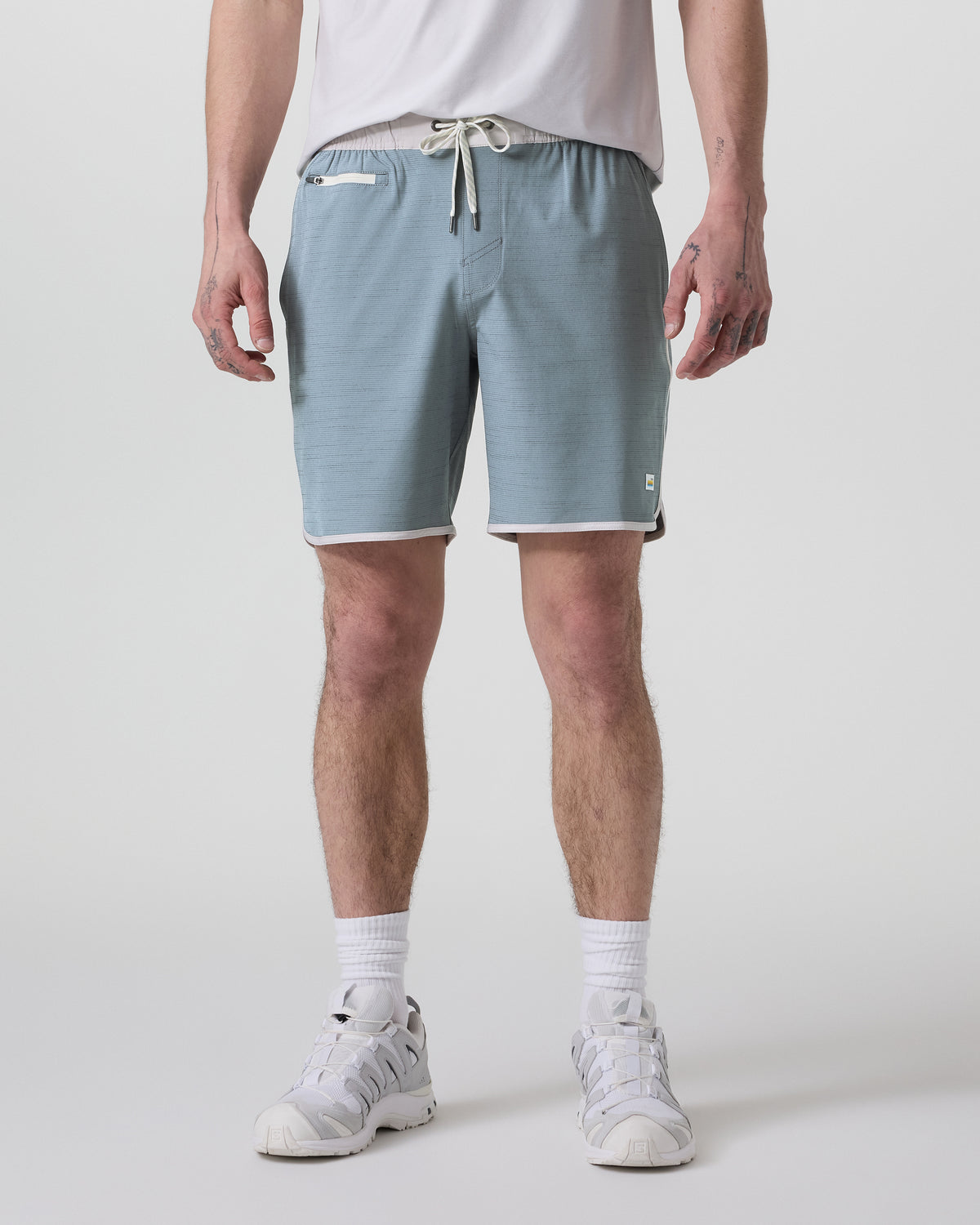Banks Short Dusty Blue Slub Stripe Athletic Shorts