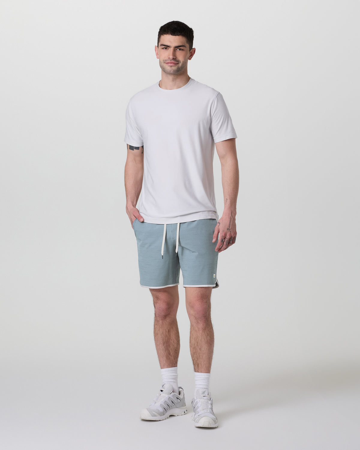 Banks Short Dusty Blue Slub Stripe Athletic Shorts - Image 3