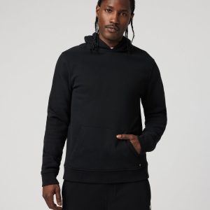 Seaside Pullover Hoodie Men's Black Fleece Hoodie