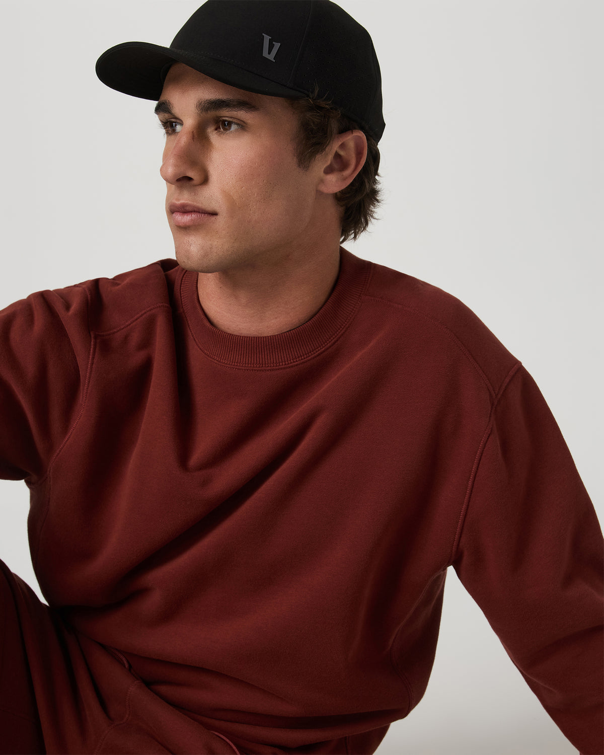 Cypress Vintage Crew Men's Firebrick Fleece Pullover - Image 2