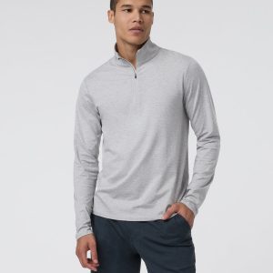 Ponto Half Zip Mock Neck Light Heather Grey
