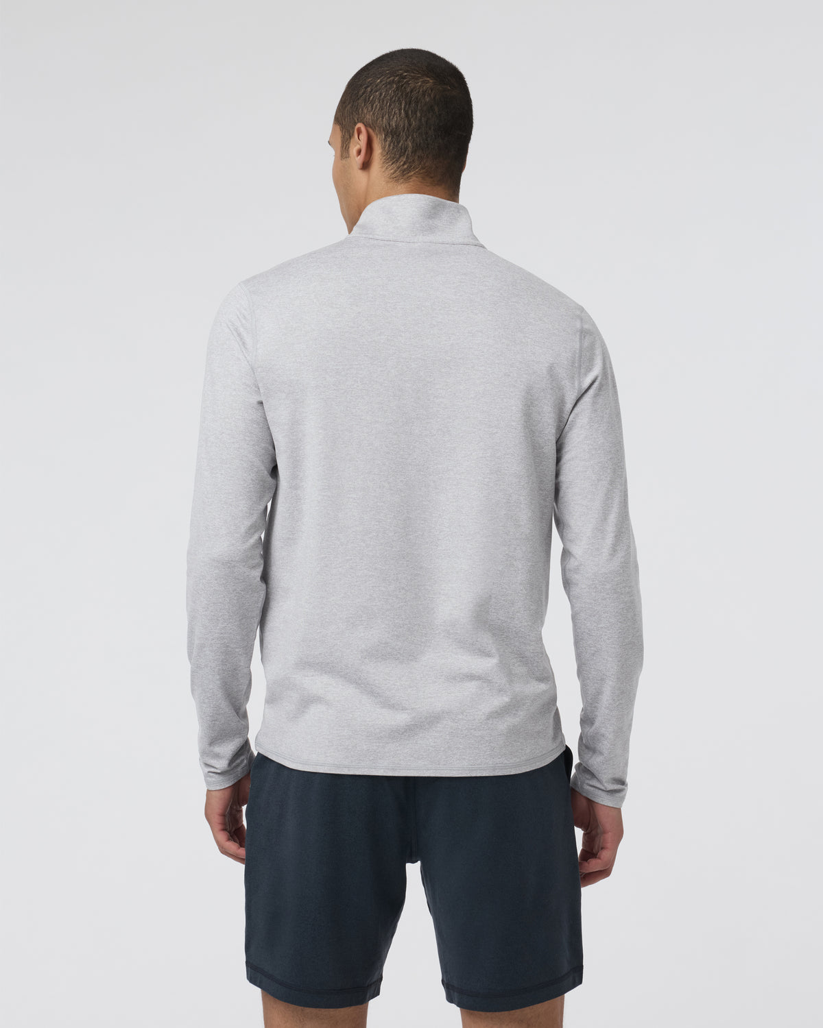 Ponto Half Zip Mock Neck Light Heather Grey - Image 3