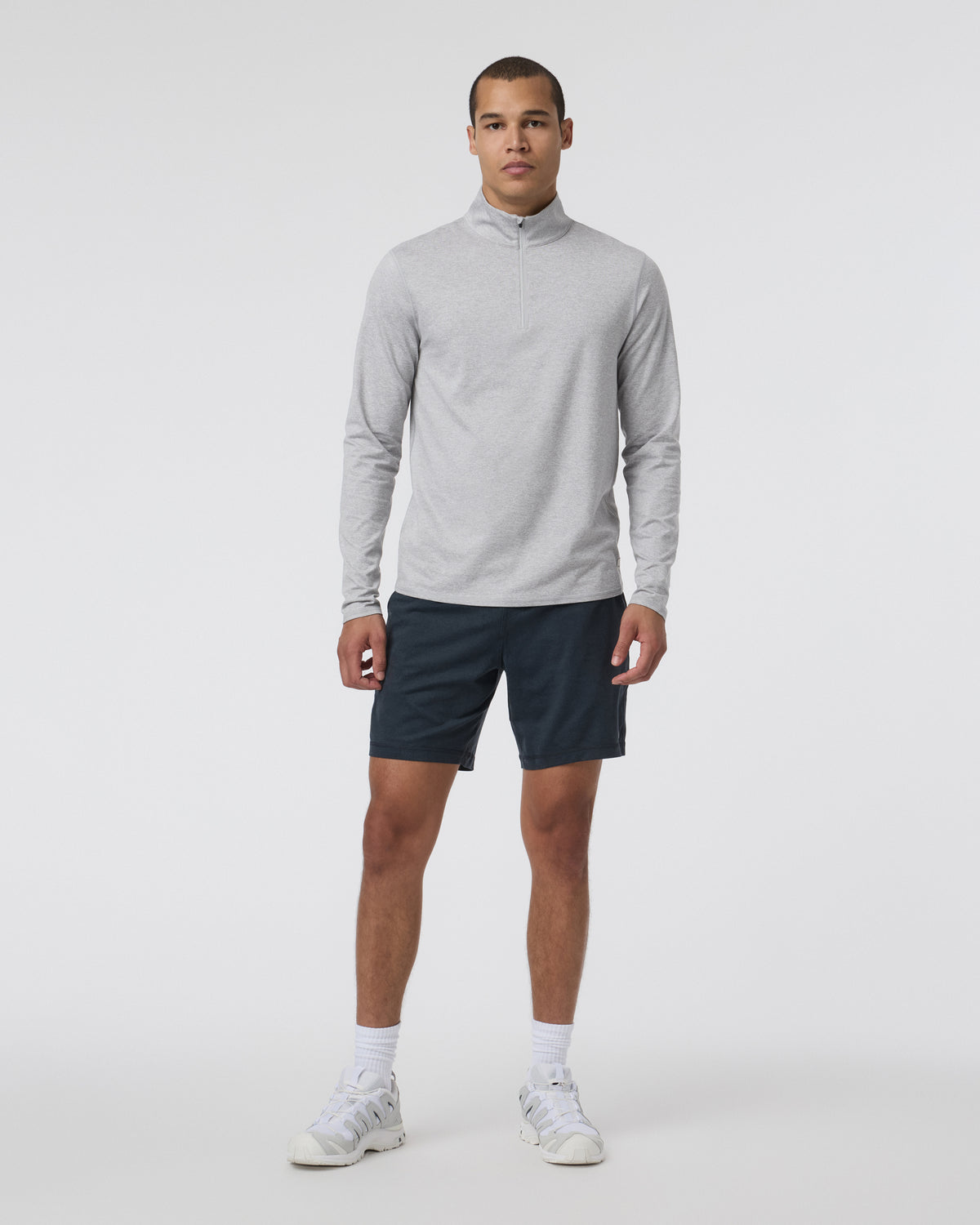 Ponto Half Zip Mock Neck Light Heather Grey - Image 4