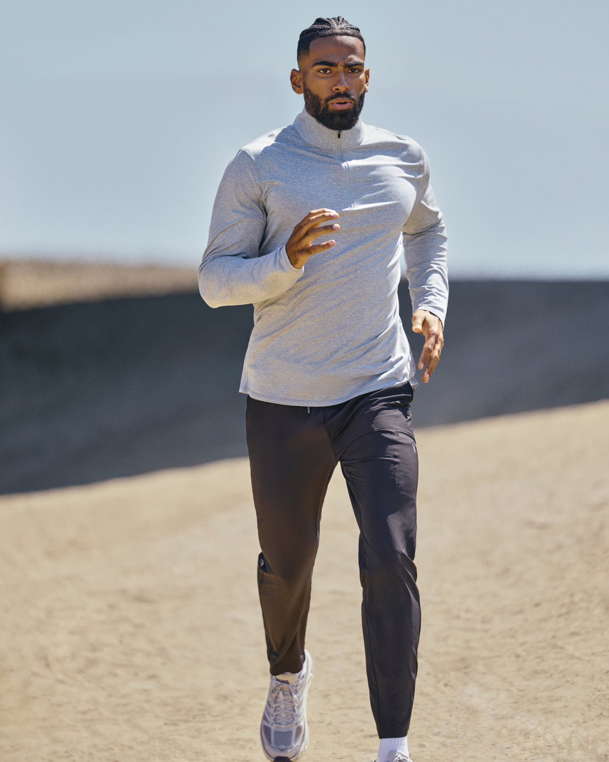 Ponto Half Zip Mock Neck Light Heather Grey - Image 5