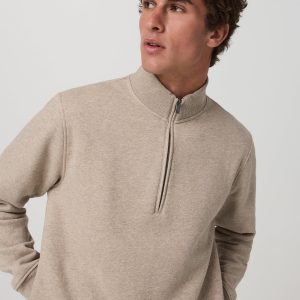 Seaside Half Zip Men's Acorn Heather Fleece Pullover