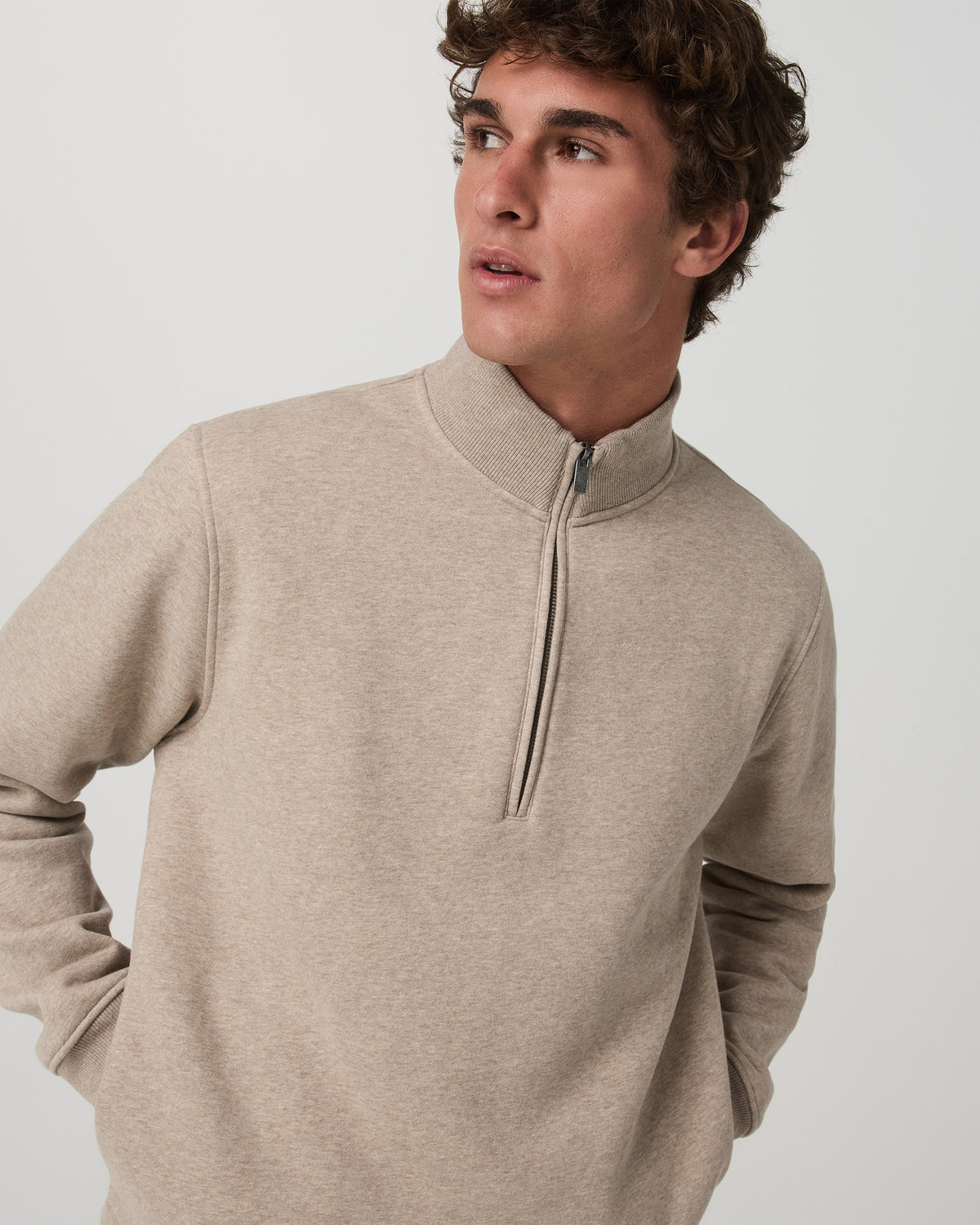 Seaside Half Zip Men's Acorn Heather Fleece Pullover