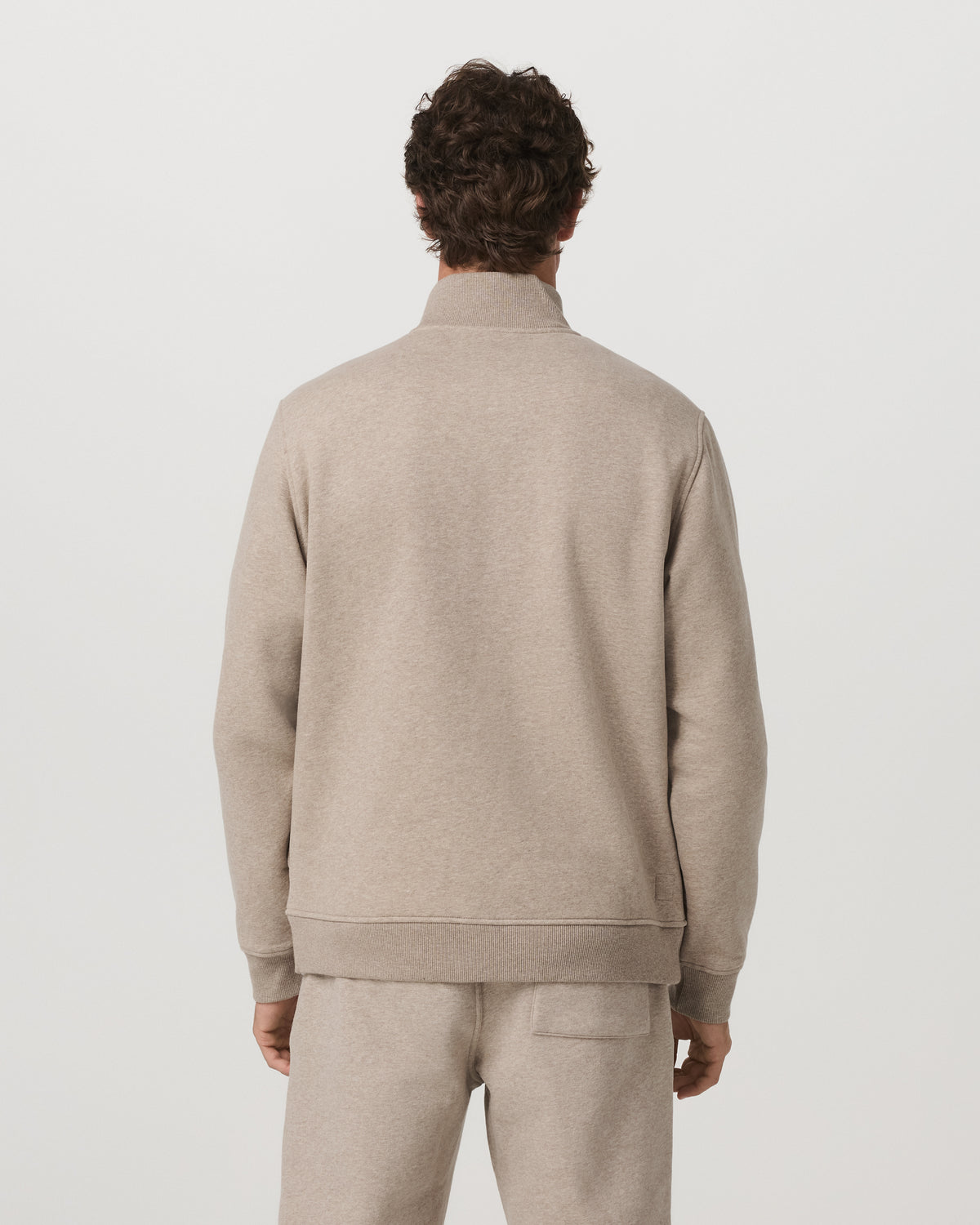 Seaside Half Zip Men's Acorn Heather Fleece Pullover - Image 3