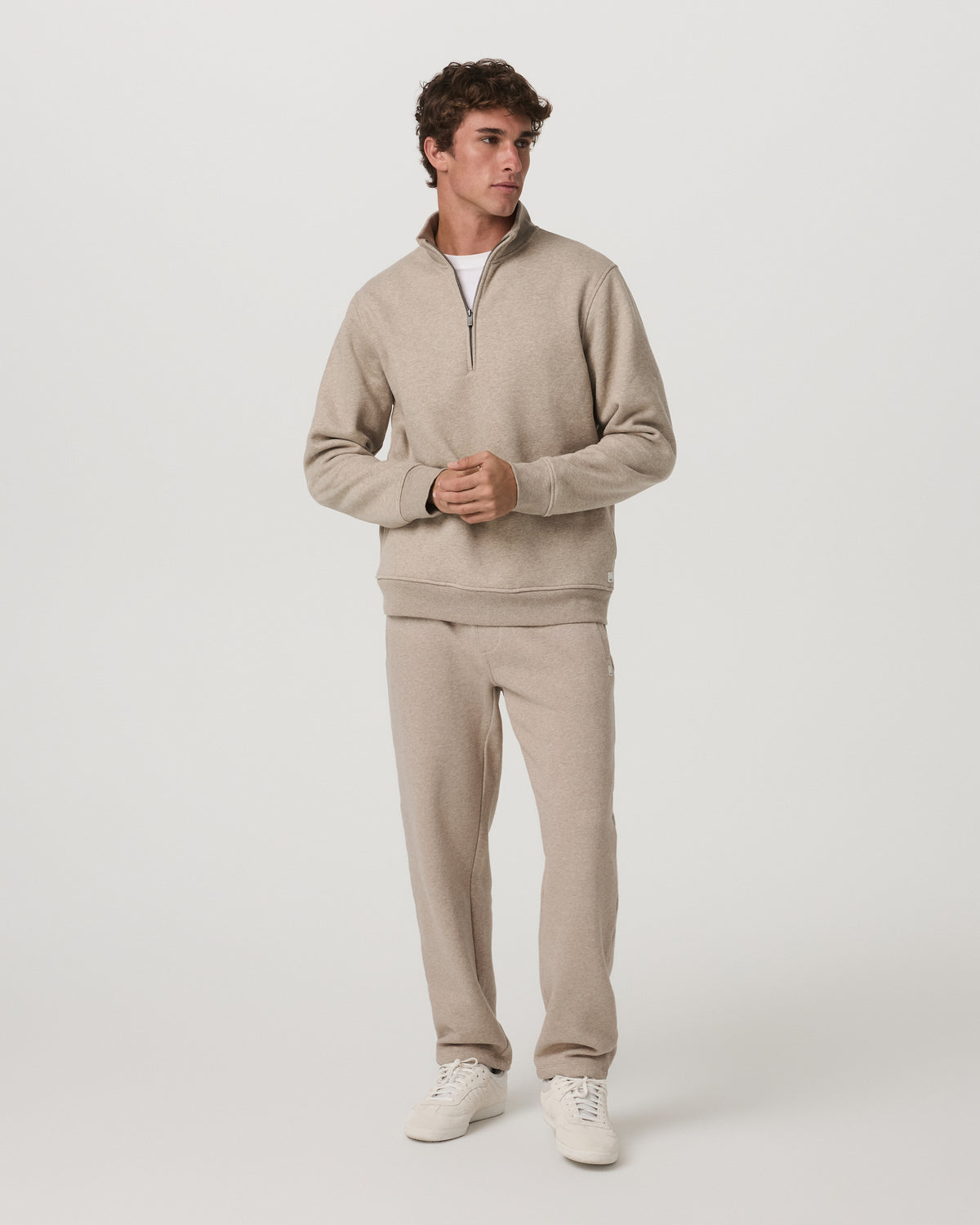 Seaside Half Zip Men's Acorn Heather Fleece Pullover - Image 4