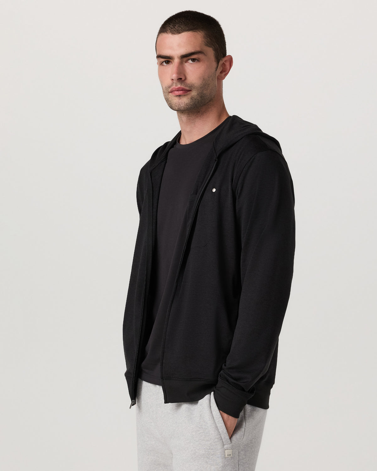 Ponto Full Zip Hoodie Men's Black Heather Hoodie