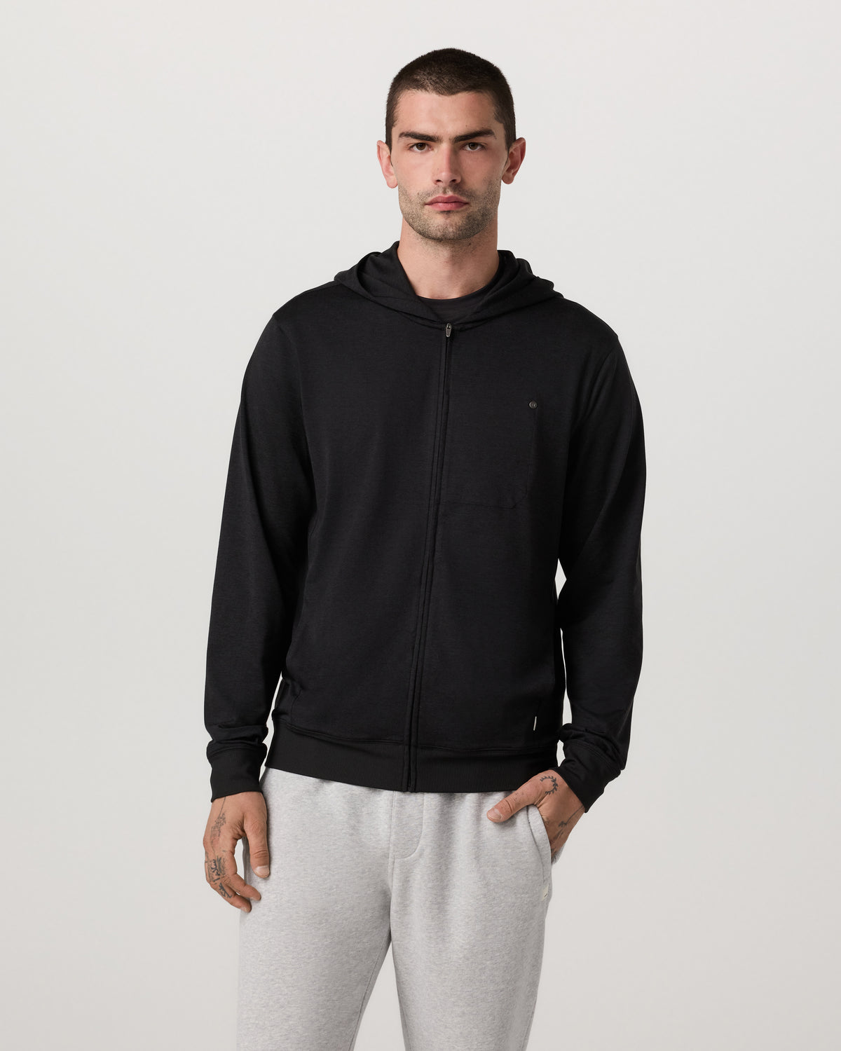 Ponto Full Zip Hoodie Men's Black Heather Hoodie - Image 5