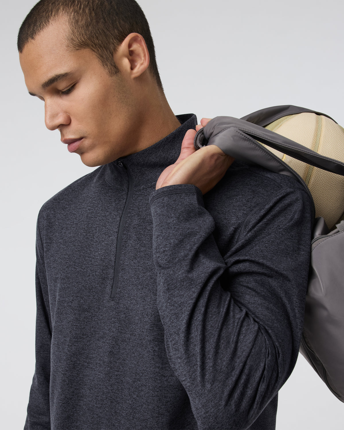 Ponto Half Zip Mock Neck Charcoal Heather