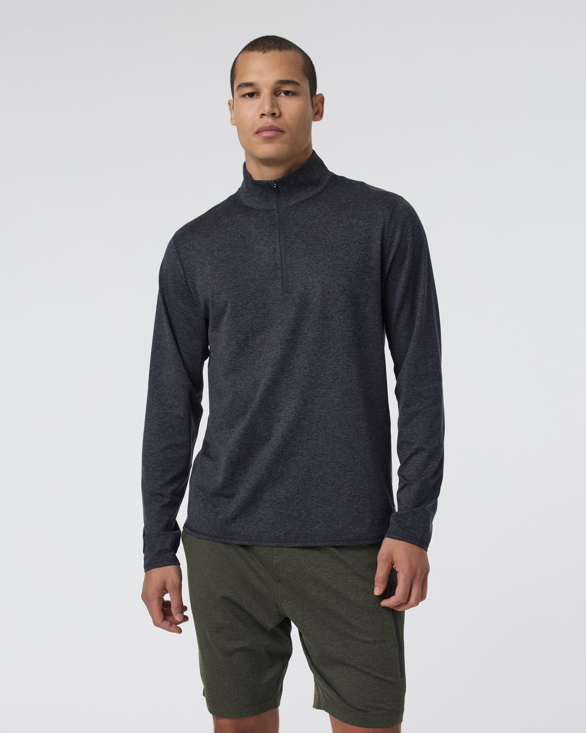 Ponto Half Zip Mock Neck Charcoal Heather - Image 2
