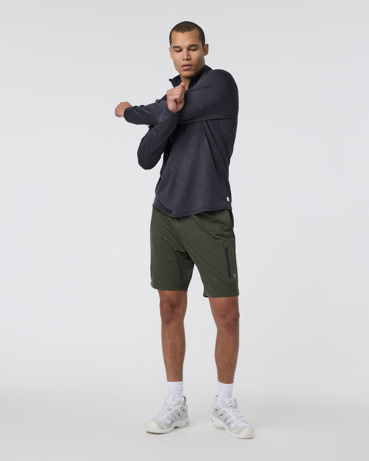 Ponto Half Zip Mock Neck Charcoal Heather - Image 3