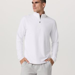 Ponto 1/2 Zip Mock Neck Men's White Mock Neck Top
