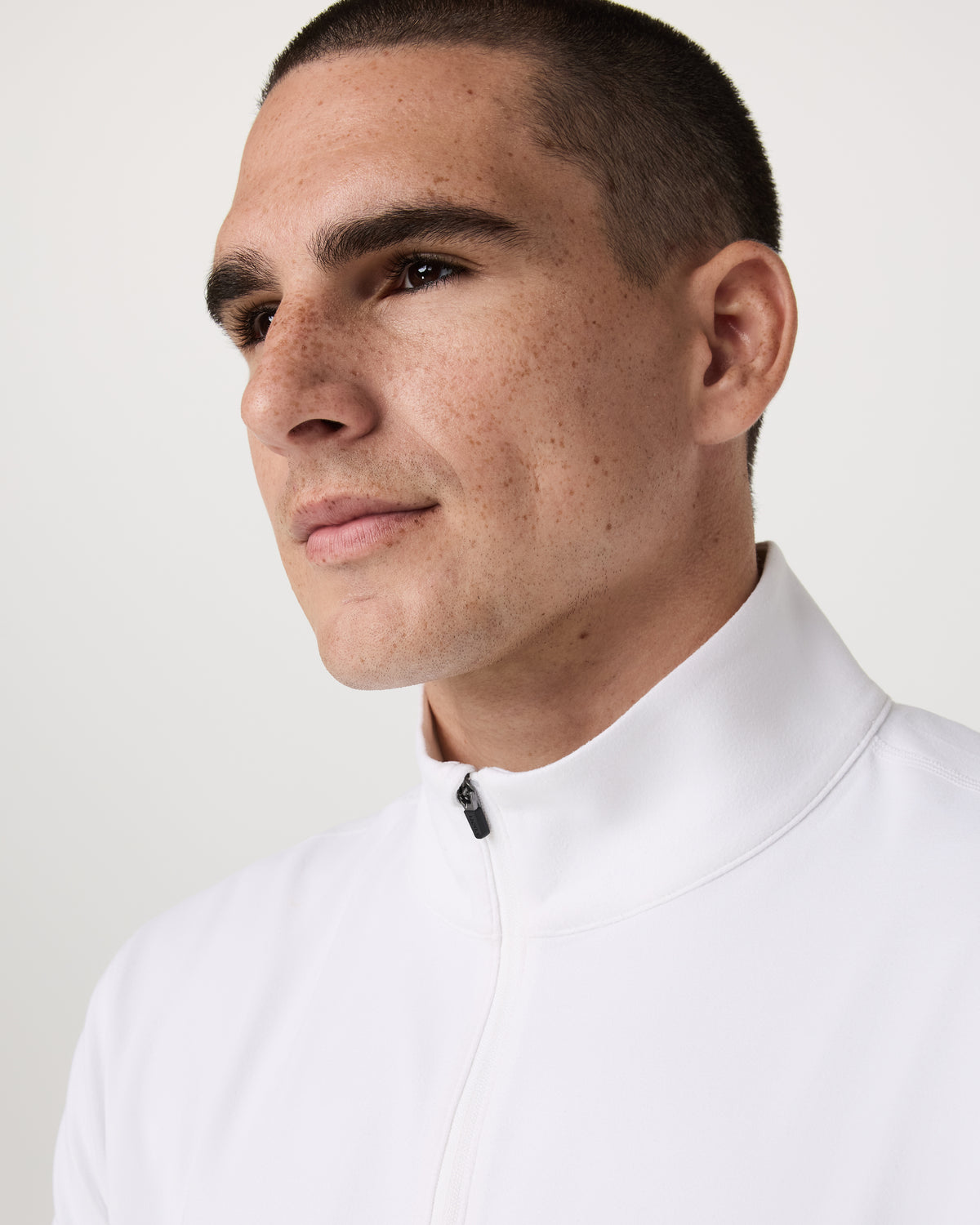 Ponto 1/2 Zip Mock Neck Men's White Mock Neck Top - Image 2