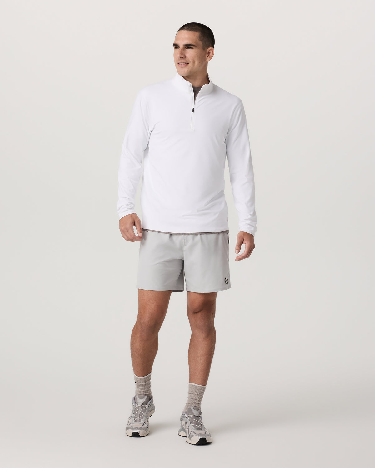 Ponto 1/2 Zip Mock Neck Men's White Mock Neck Top - Image 3
