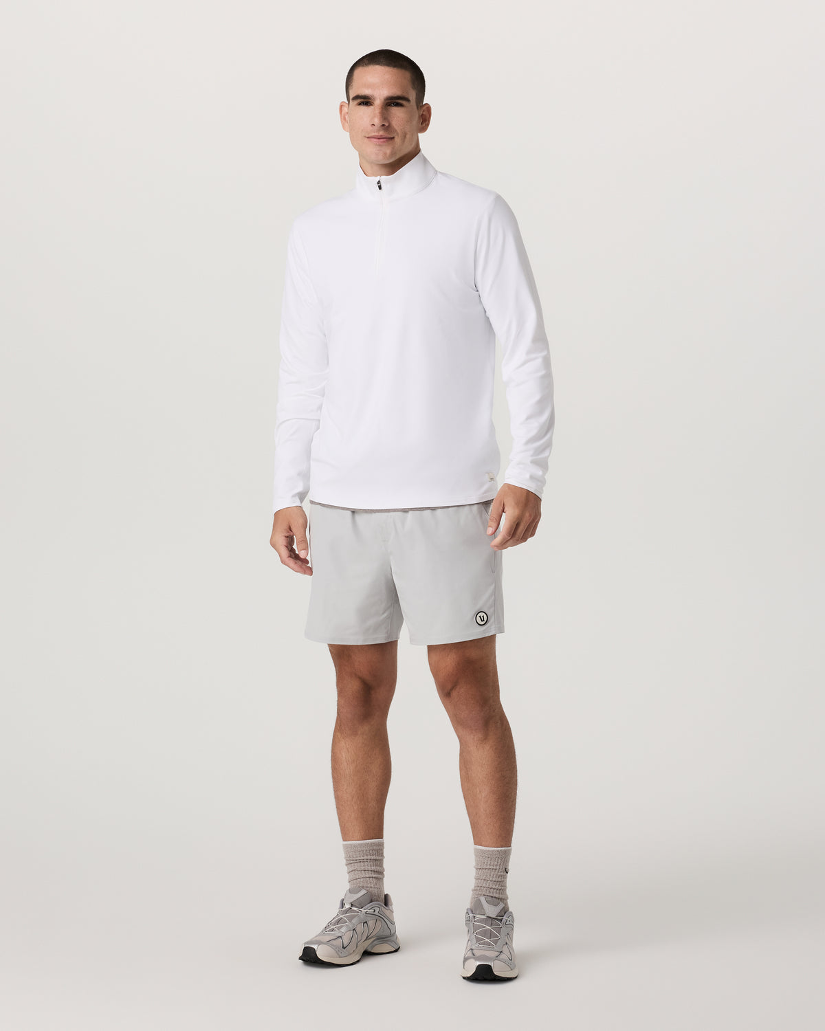 Ponto 1/2 Zip Mock Neck Men's White Mock Neck Top - Image 4