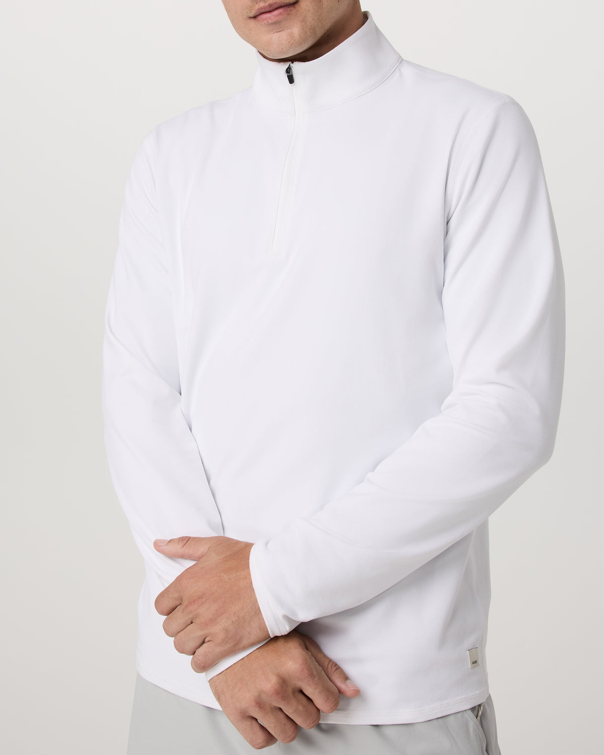 Ponto 1/2 Zip Mock Neck Men's White Mock Neck Top - Image 5