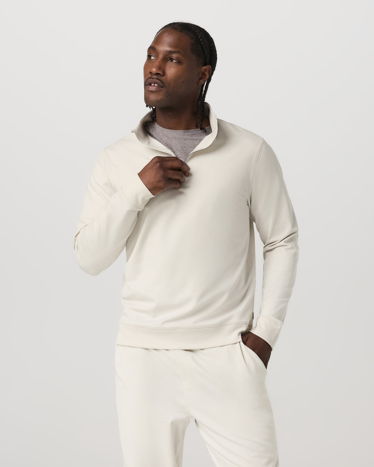 Coronado Half Zip Men's Ivory Heather Pullover - Image 5
