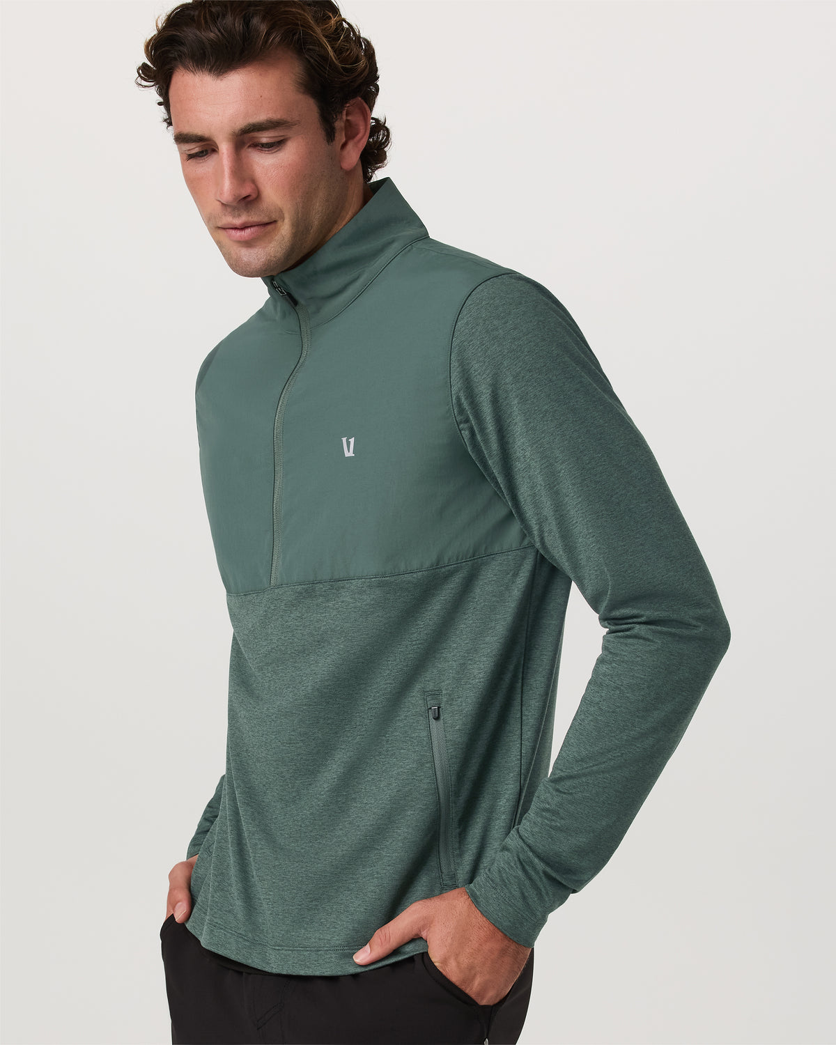 Sunday Element 1/2 Zip Agate Green Heather Pullover