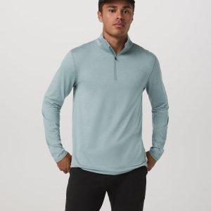 Ponto Half Zip Mock Neck Men's Misty Blue Heather Layer