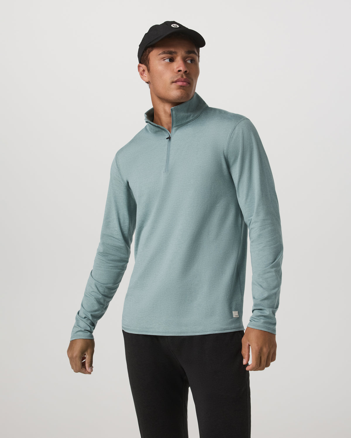 Ponto Half Zip Mock Neck Men's Misty Blue Heather Layer - Image 4