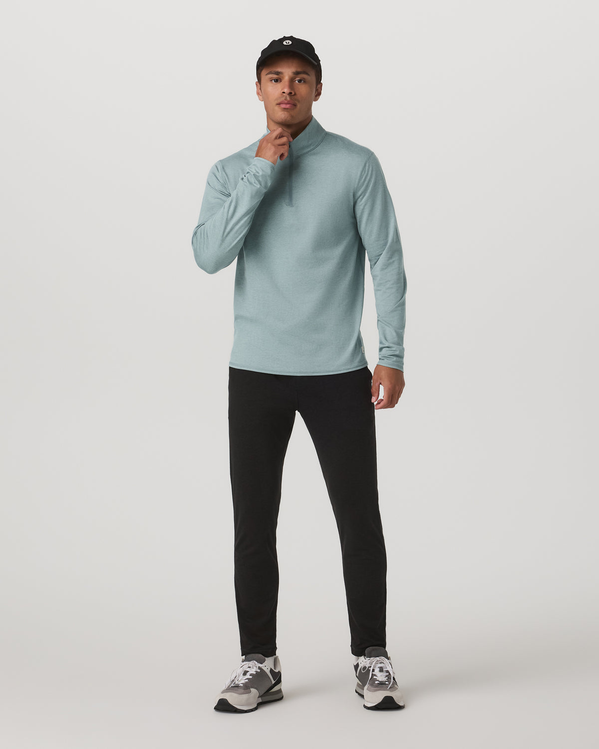 Ponto Half Zip Mock Neck Men's Misty Blue Heather Layer - Image 5