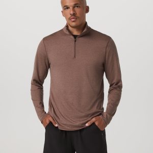 Ponto Half Zip Mock Neck Men's Sable Heather Layer